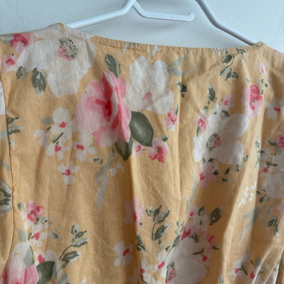 Abercrombie & Fitch Floral Cropped Puff Sleeve Tie Front Gauzy Top Sz Small - Picture 10 of 10